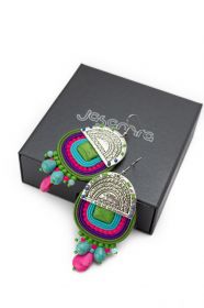 Meksykańskie okrągłe kolorowe kolczyki sutasz Jasamira